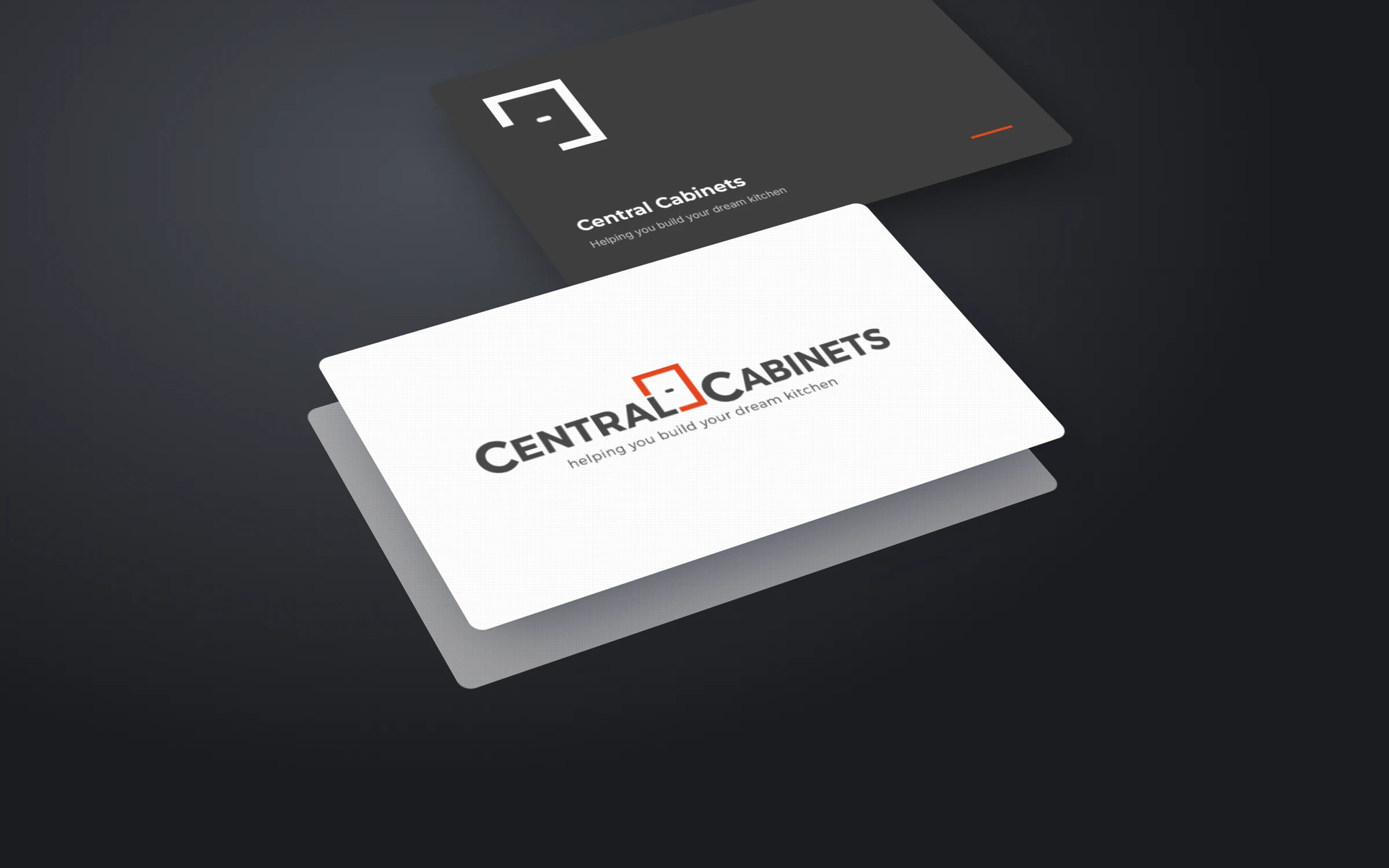 Business card design for Central Cabinets in front and back views