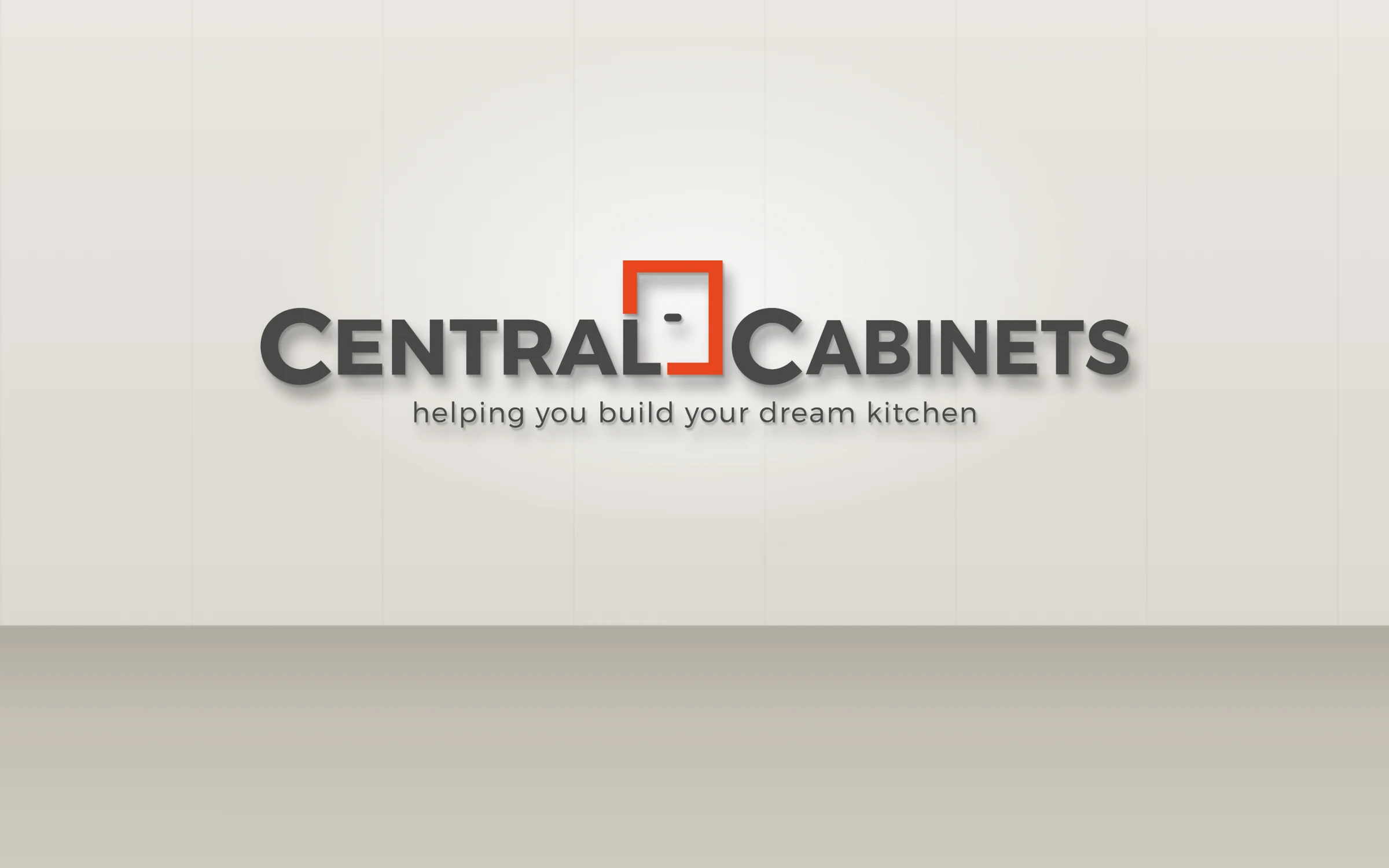 Central Cabinets logo shown as 3D office wall signage