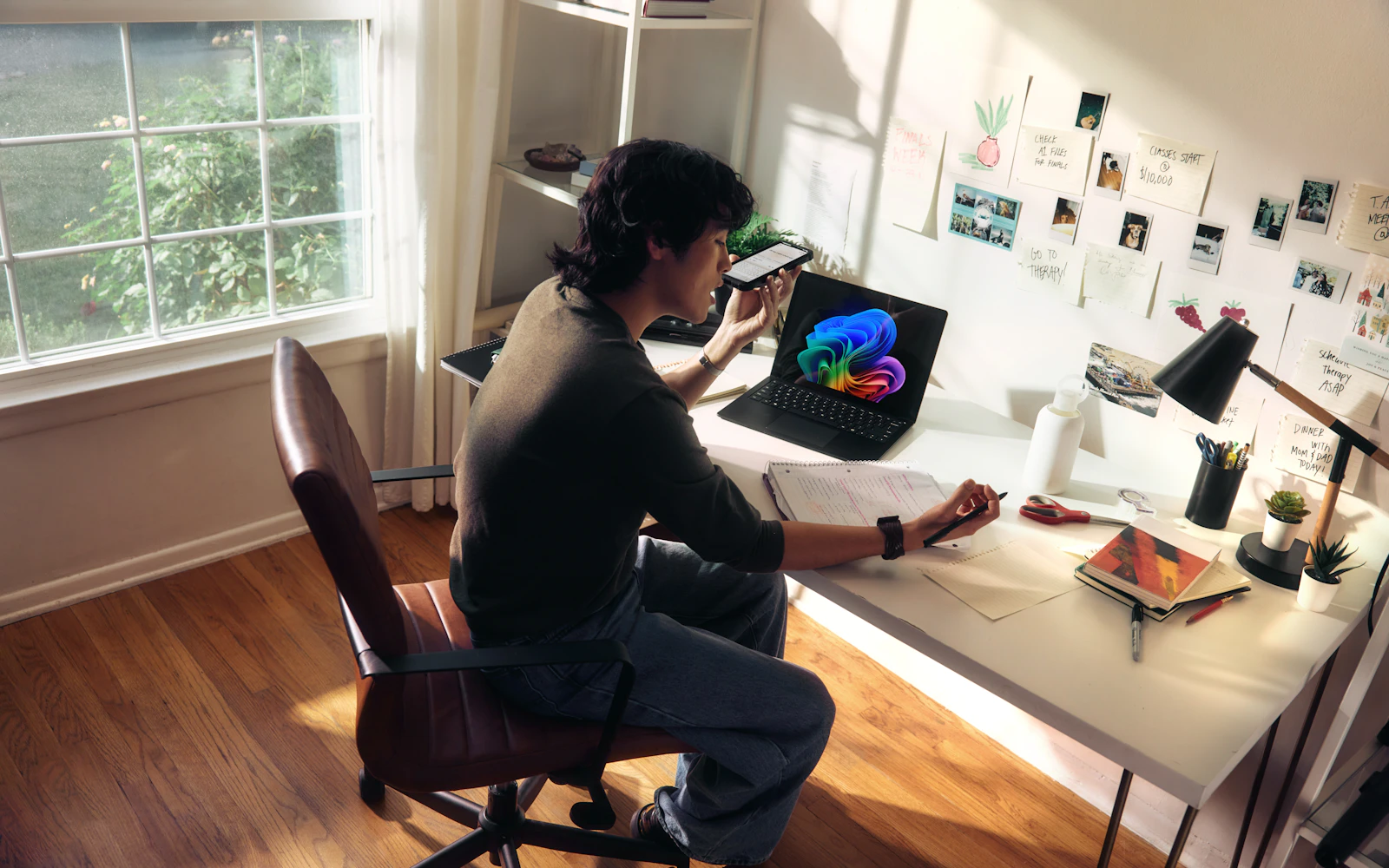 Expert recording a short video at a home office desk
