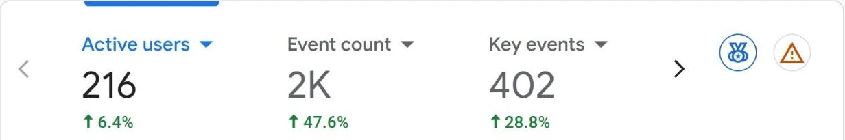 Google Analytics growth after the frame shop website design launch
