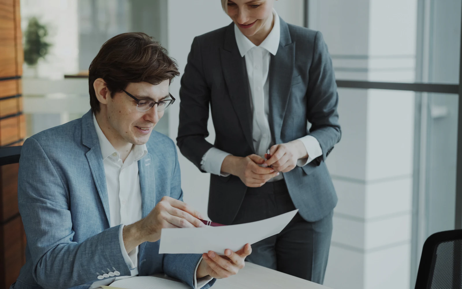 Consultants reviewing website results in an office
