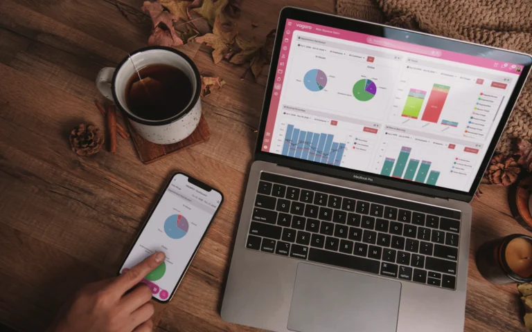 Small business owner setting up Google Analytics 4 for small business on a laptop