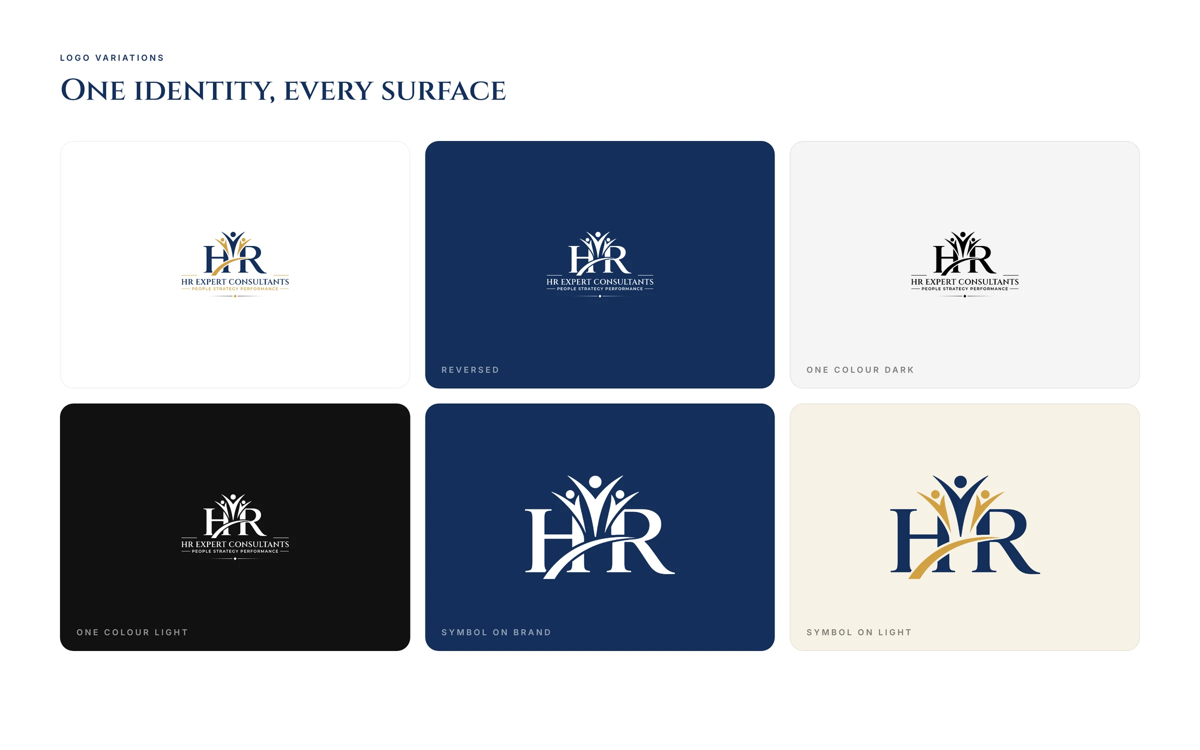 HR Expert Consultants logo symbol on light, dark and accent backgrounds