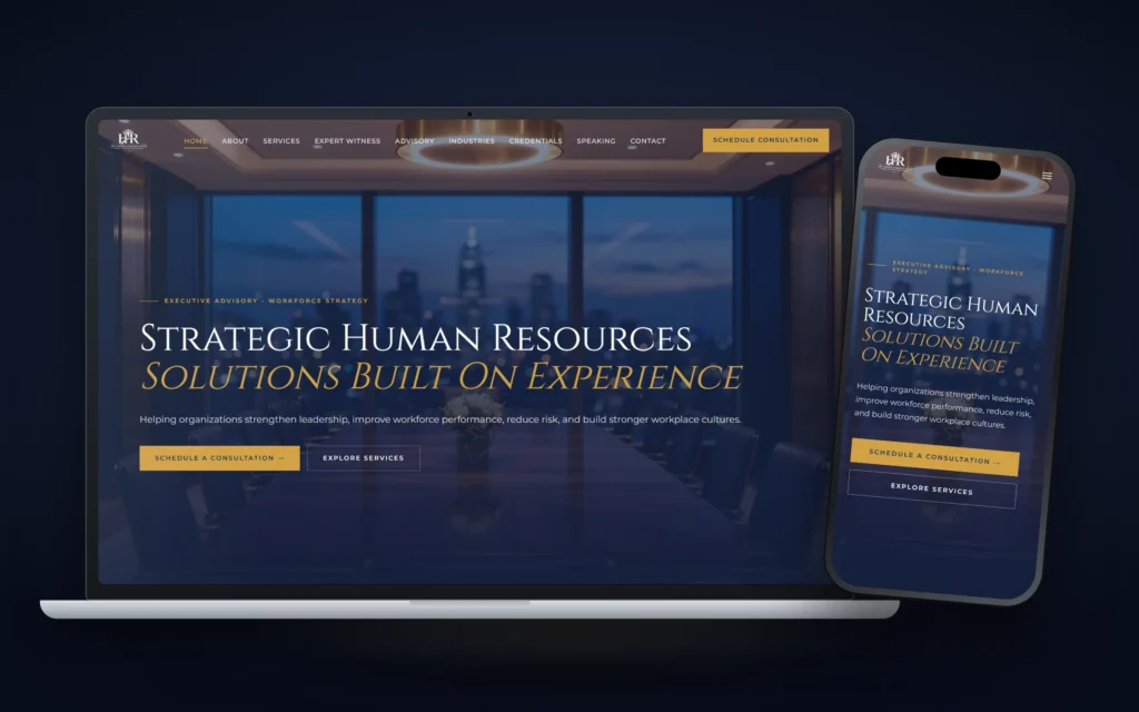 HR Expert Consultants website design by Design Fly 24, shown on laptop and phone