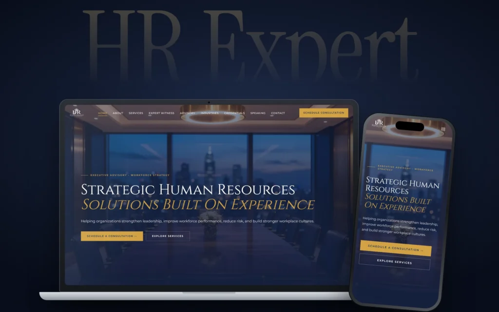 HR Expert Consultants website design by Design Fly 24, shown on laptop and phone