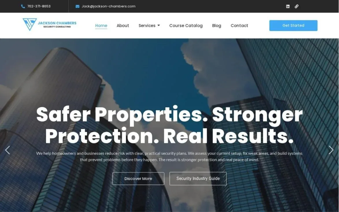 Jackson Chambers Security website designed by Design Fly 24