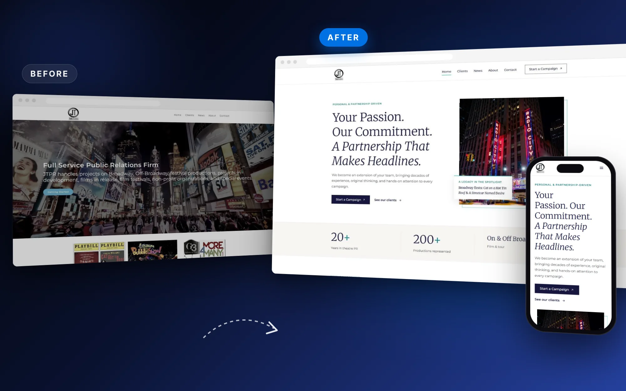 JT Public Relations public relations website design case study