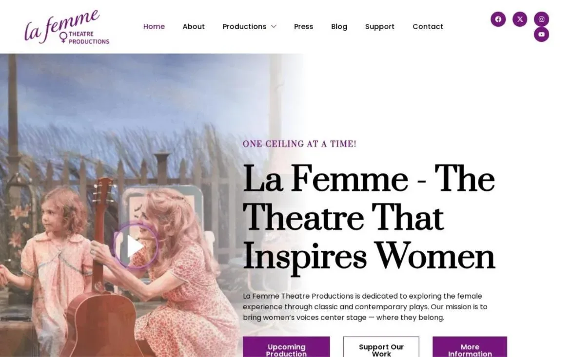 La Femme Theatre Productions website designed by Design Fly 24