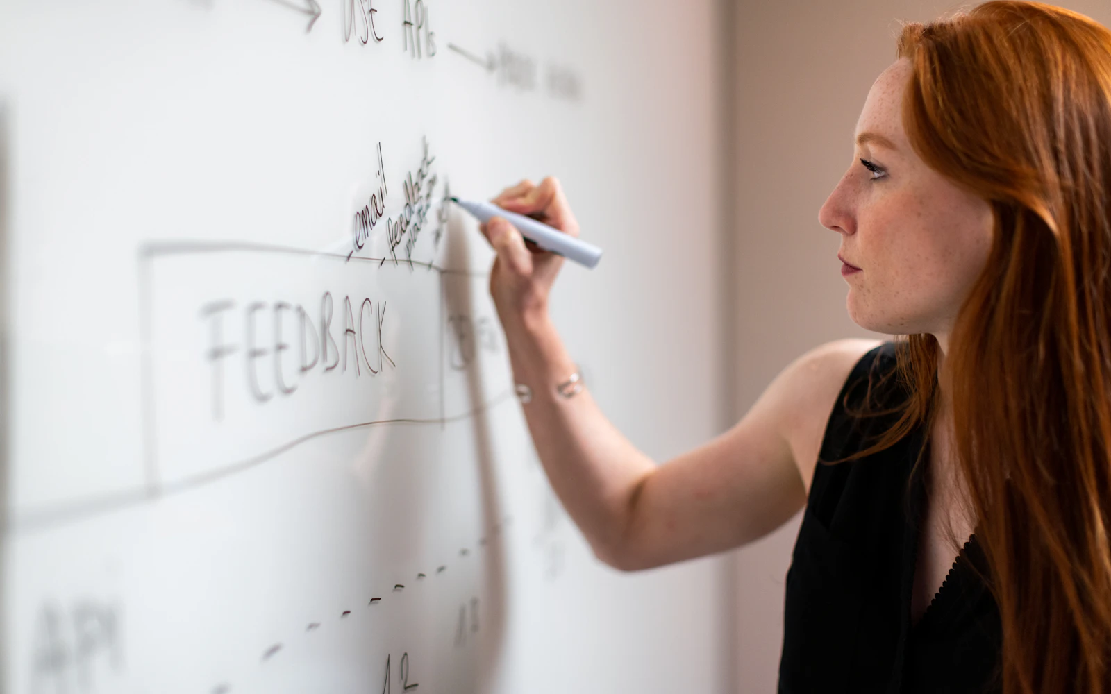 Consultant mapping out a lead generation for consultants plan on a whiteboard