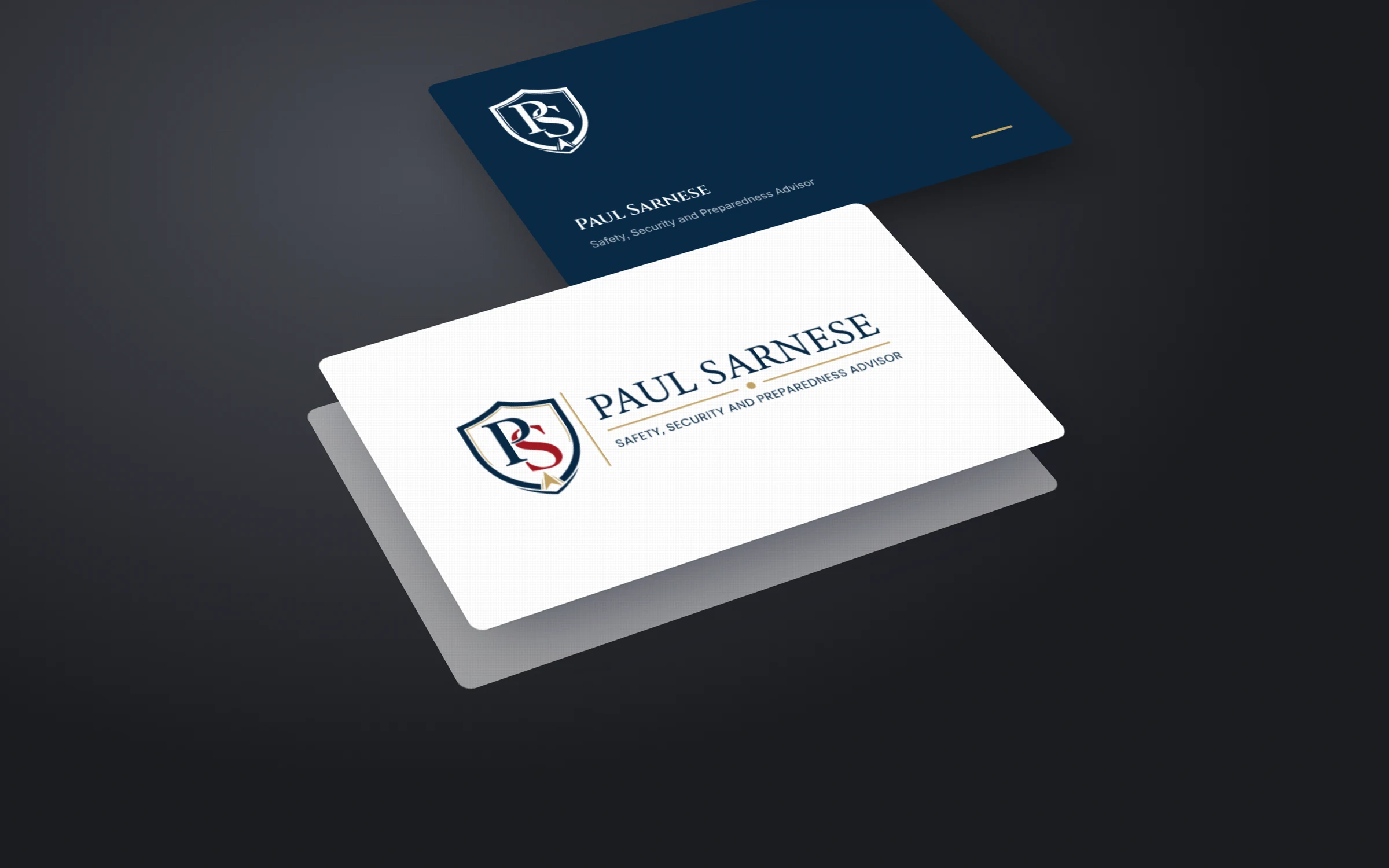Business card design for Paul Sarnese in front and back views