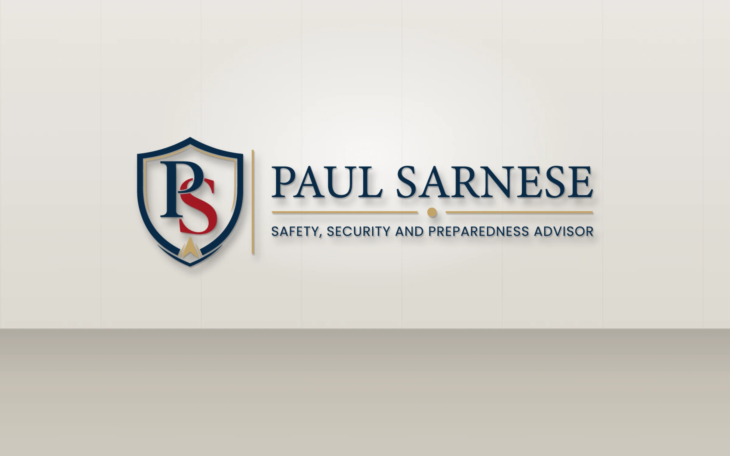 Paul Sarnese logo shown as 3D office wall signage