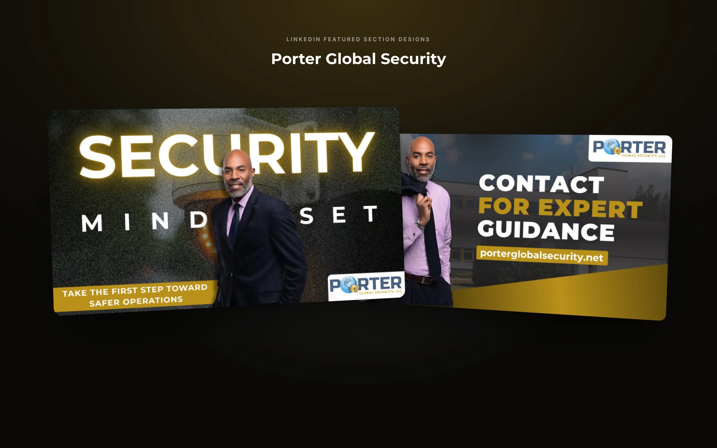 Featured section designs for Porter Global Security shown in 3D