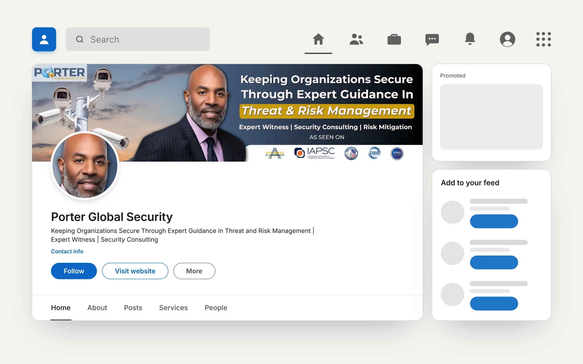 Porter Global Security LinkedIn profile case study