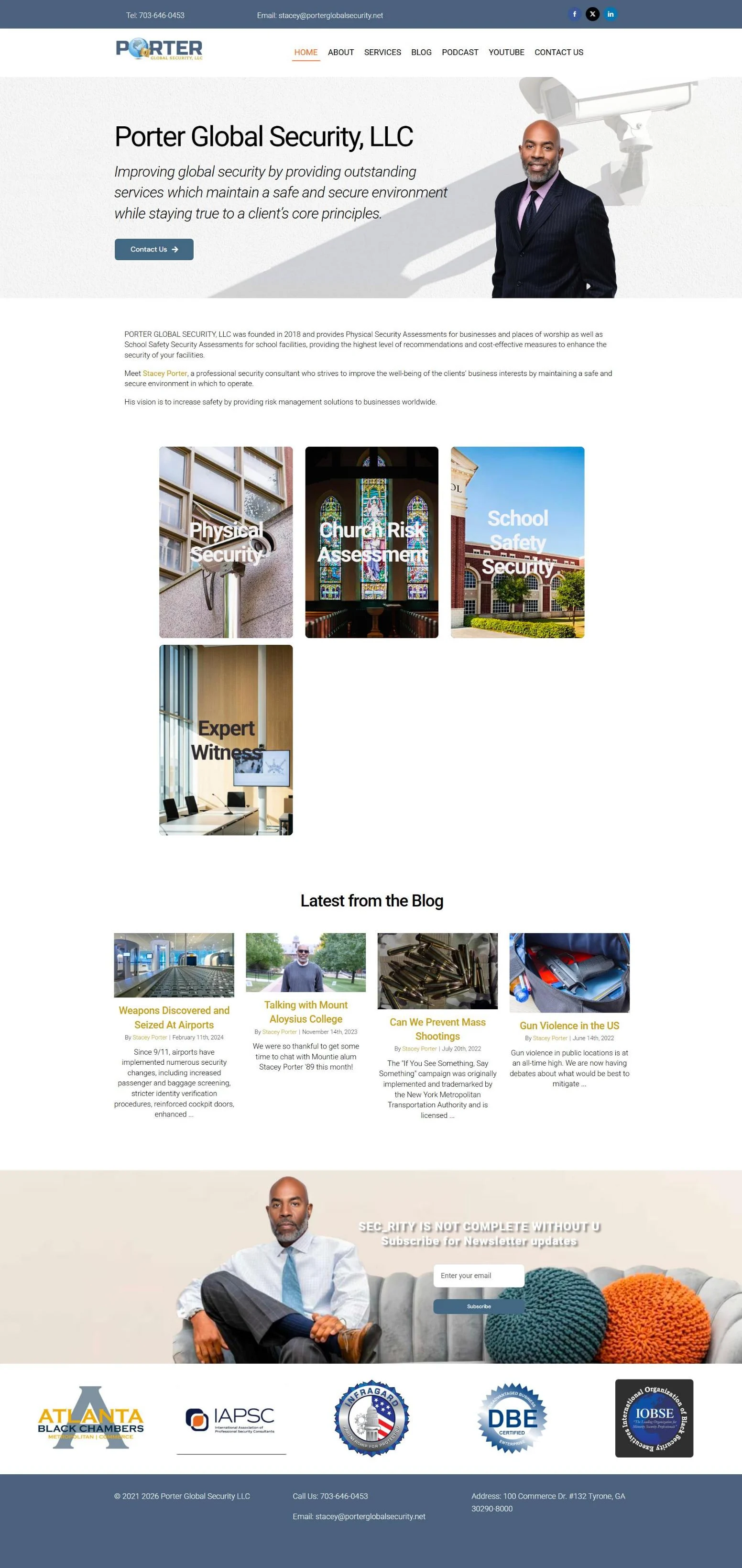 Old Porter Global Security homepage full length