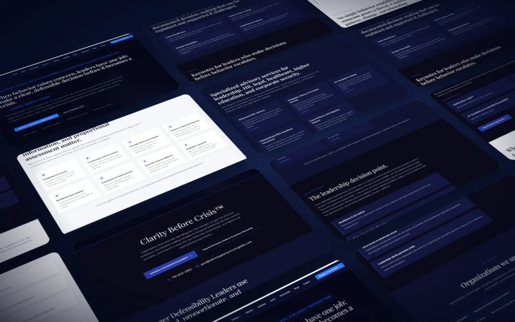 Risk Mitigation Technologies website design by Design Fly 24, shown on a premium mockup