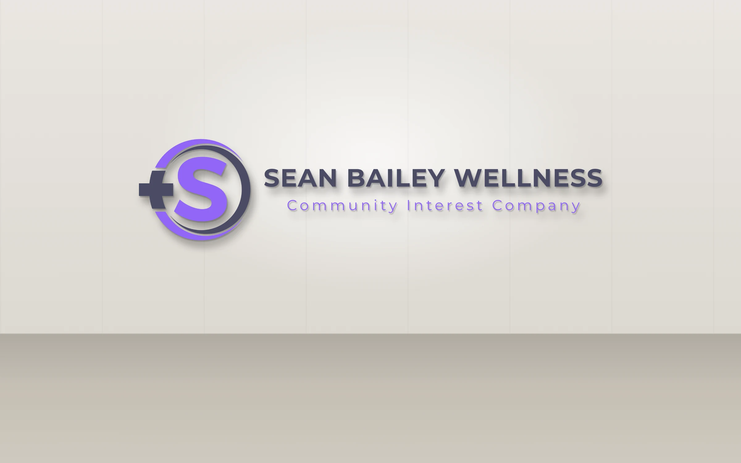 Sean Bailey Wellness logo shown as 3D office wall signage