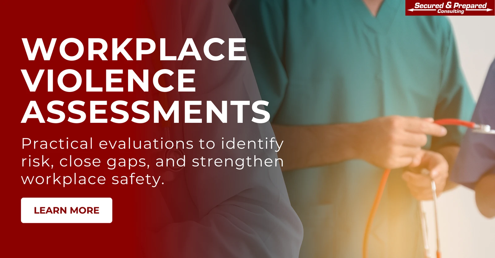 Workplace Violence Assessments LinkedIn featured design for Secured and Prepared Consulting