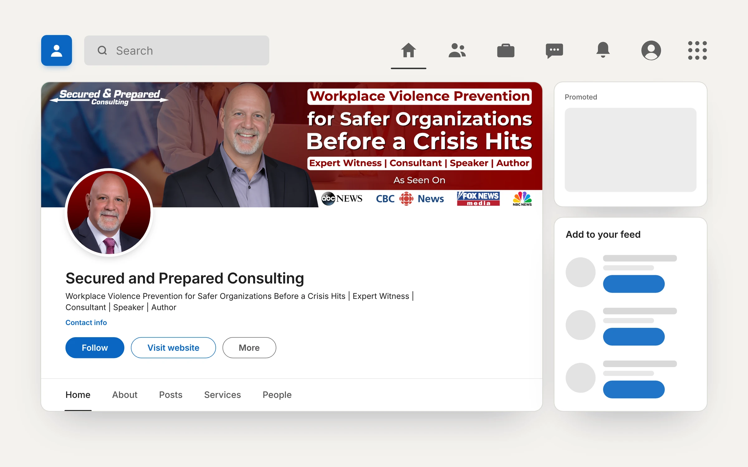 Secured and Prepared Consulting LinkedIn profile case study