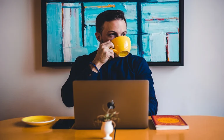 SEO for consultants planning session on a laptop with coffee