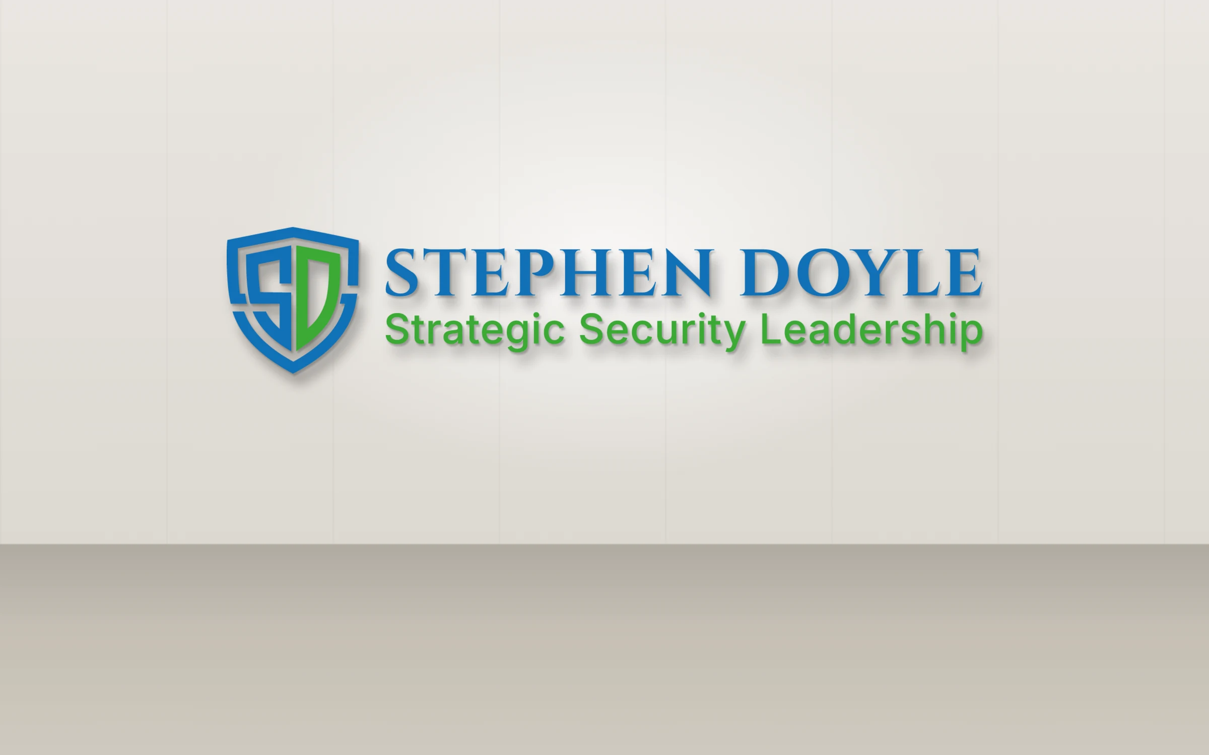 Stephen Doyle logo shown as 3D office wall signage