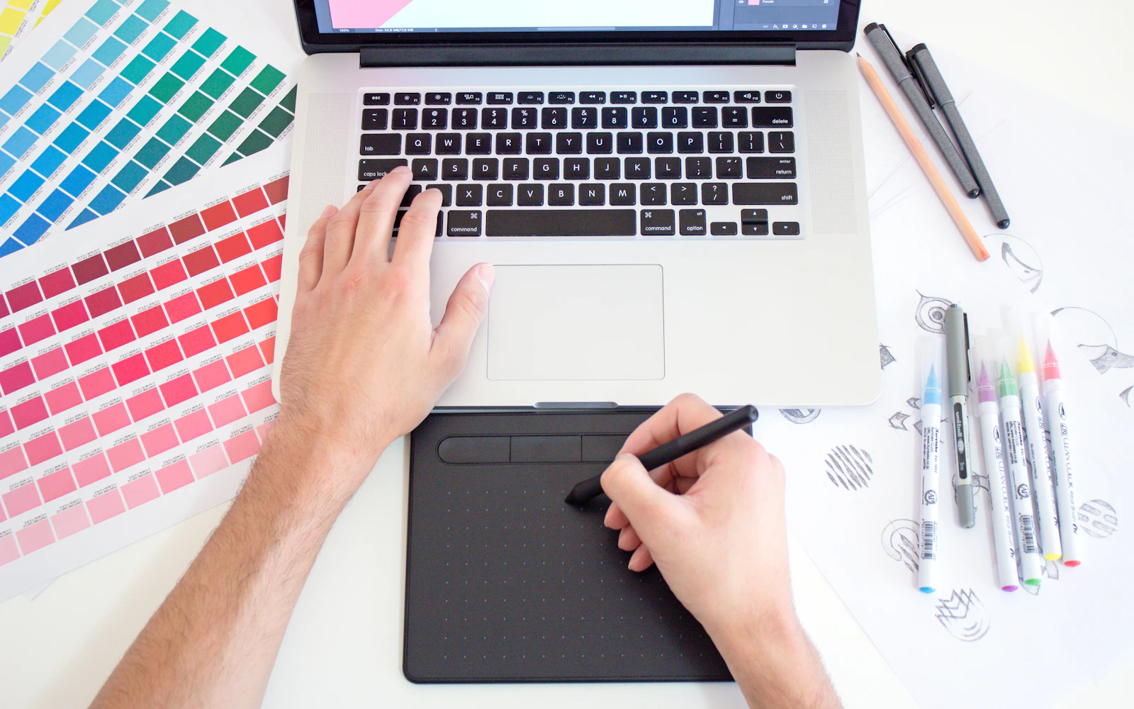 Designer sketching ideas during the web design process