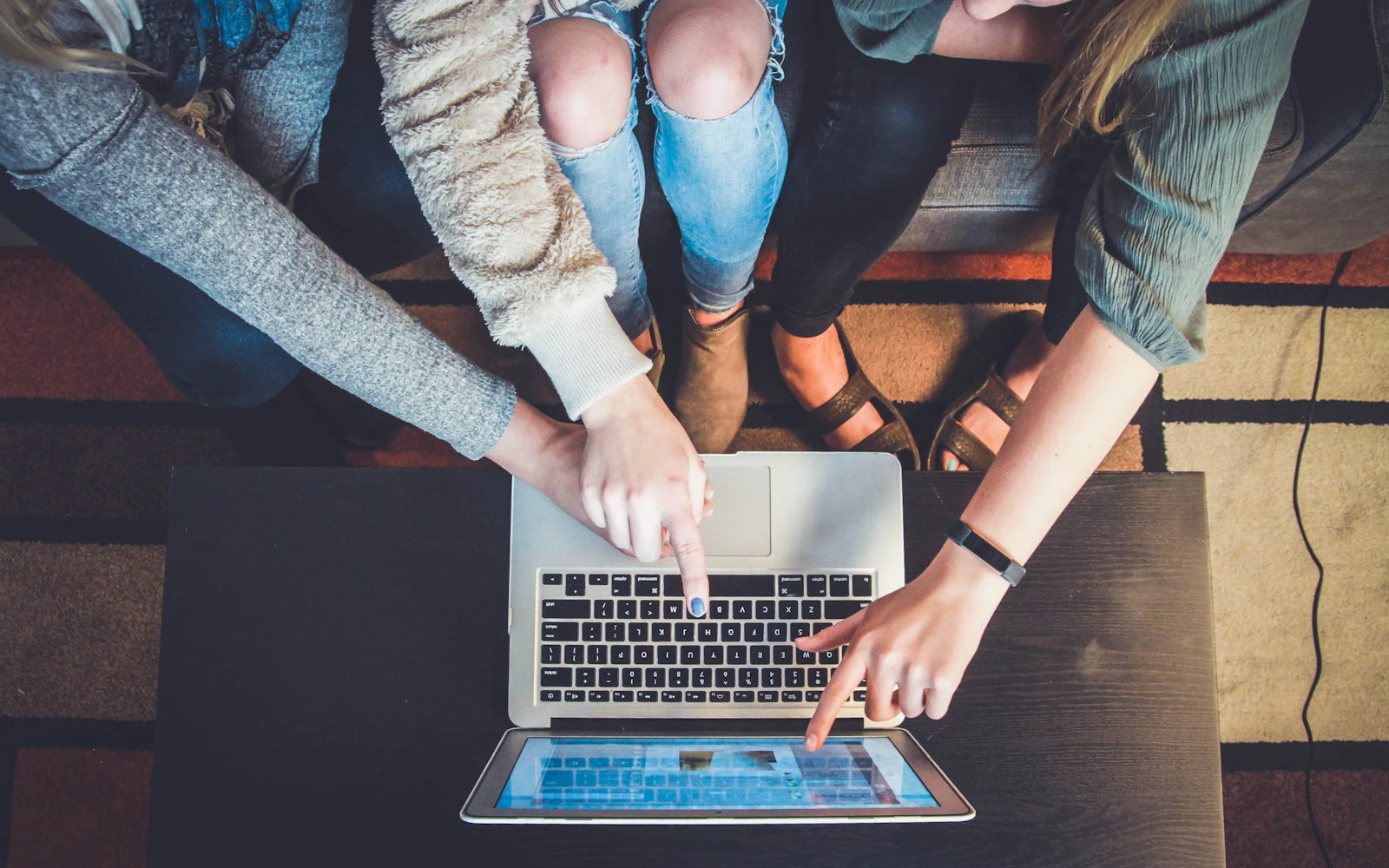 Small team reviewing a website design together