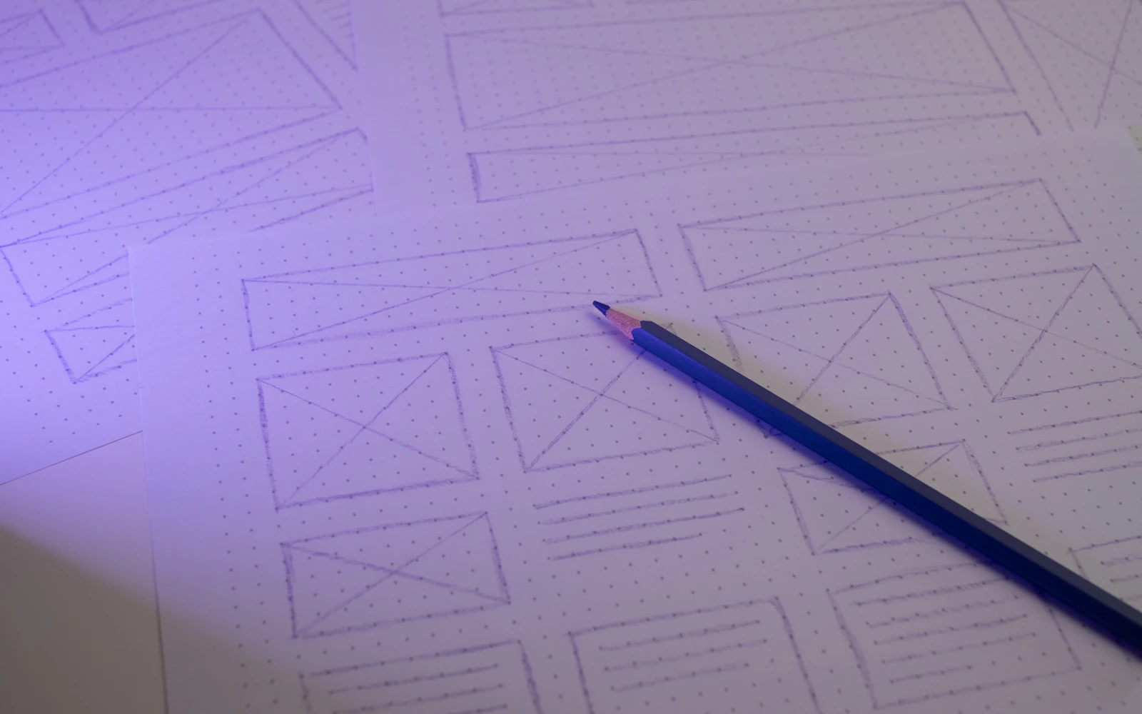 Wireframe sketches for a Webflow website design