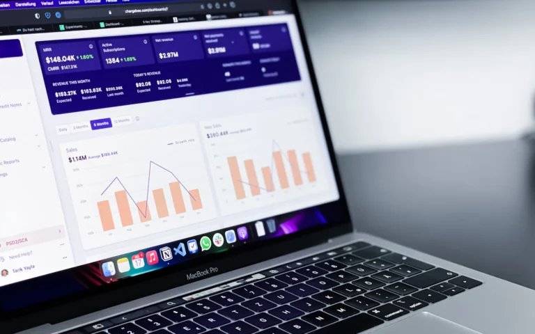 Analytics dashboard used for website speed optimization on a laptop