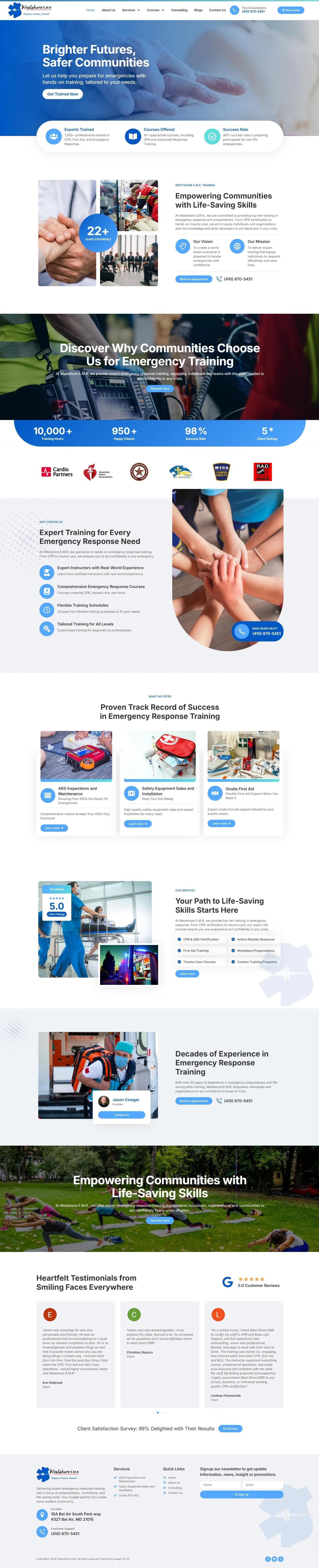 Full homepage of Westshore E.M.R. website