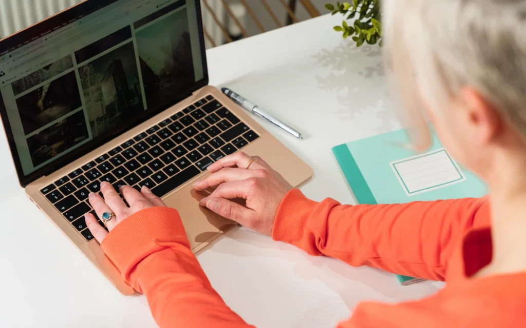Consultant reviewing Wix SEO settings on a laptop